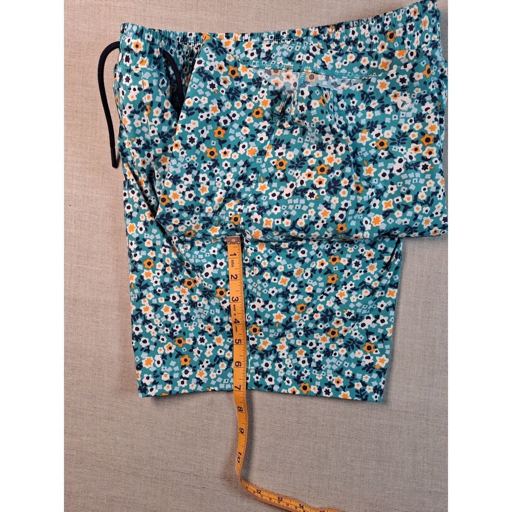 Birddogs Gym Shorts Men Medium Teal Floral Liner Drawstring Zipper Pockets 7in - Picture 5 of 16